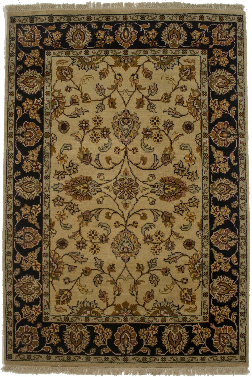 Handmade Beige Floral Agra Jaipur Oriental Rug Classic Foyer Decor Carpet 4X6 ft