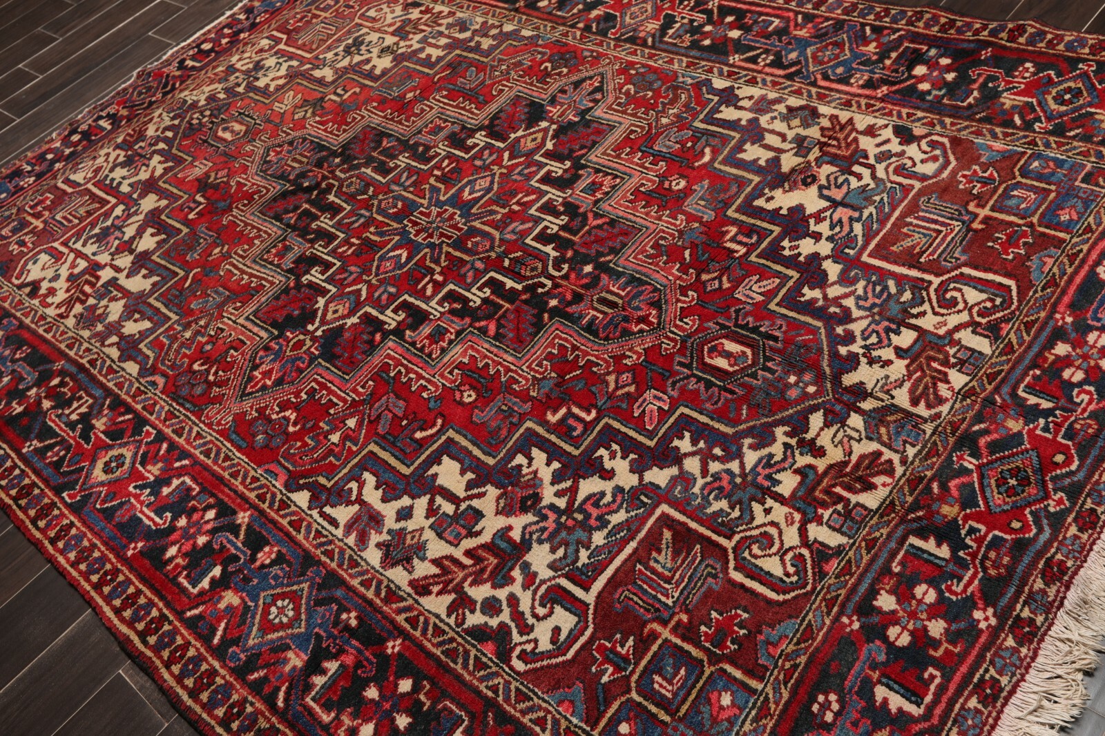 6’4″ x 8’8″ Hand Knotted Herizz 100% Wool Traditional Oriental Area Rug Rust