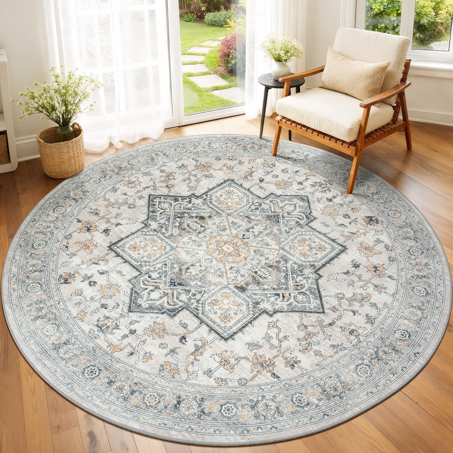 8 x 10 Area Rugs Living Room Machine Washable Rug Grey White Soft Faux Wool;