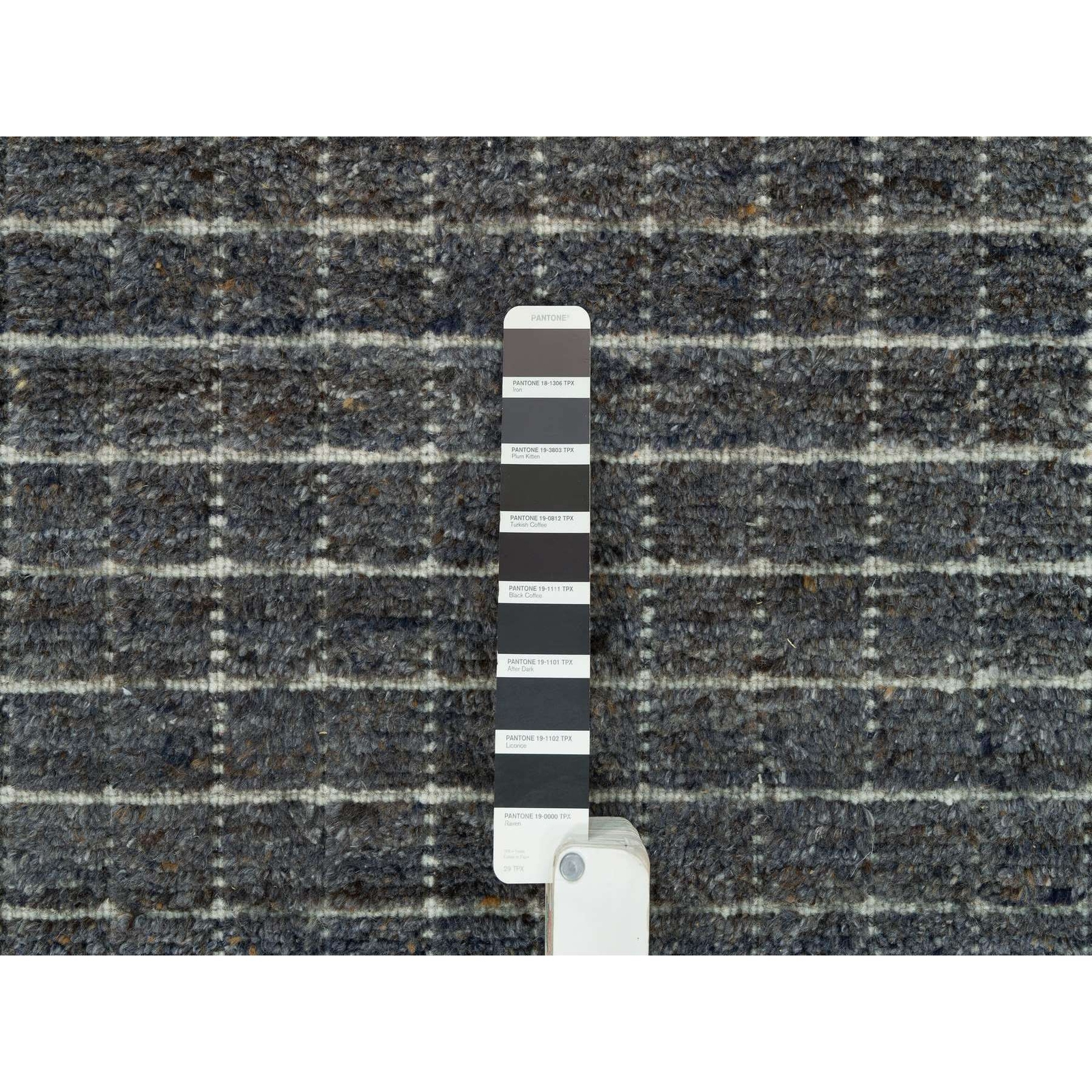 12′ x 14’9″ Gray Loomed Knotted Modern Box Design Pure Wool Oversized Rug R90345