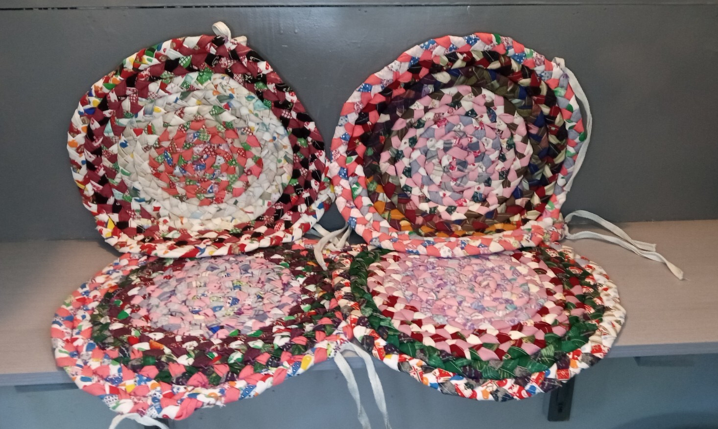 Braided Woven Seat Cushions 13″ Diameter Set Of 4