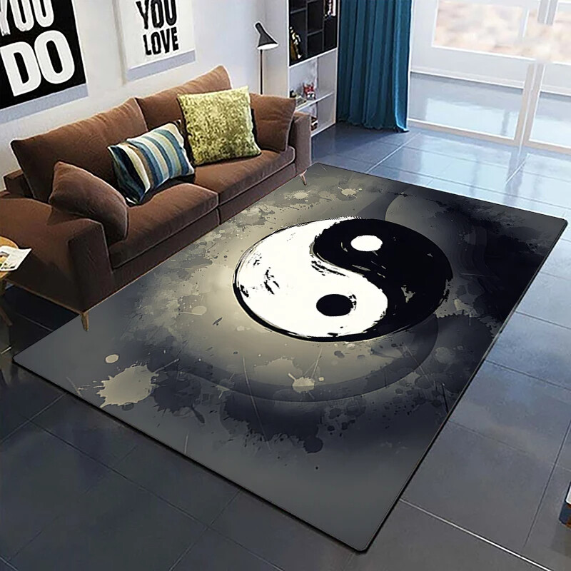 Chinese Tai Chi White Fish Black Fish Carpet Bagua Yin Yang AreaRug Non-slip Mat