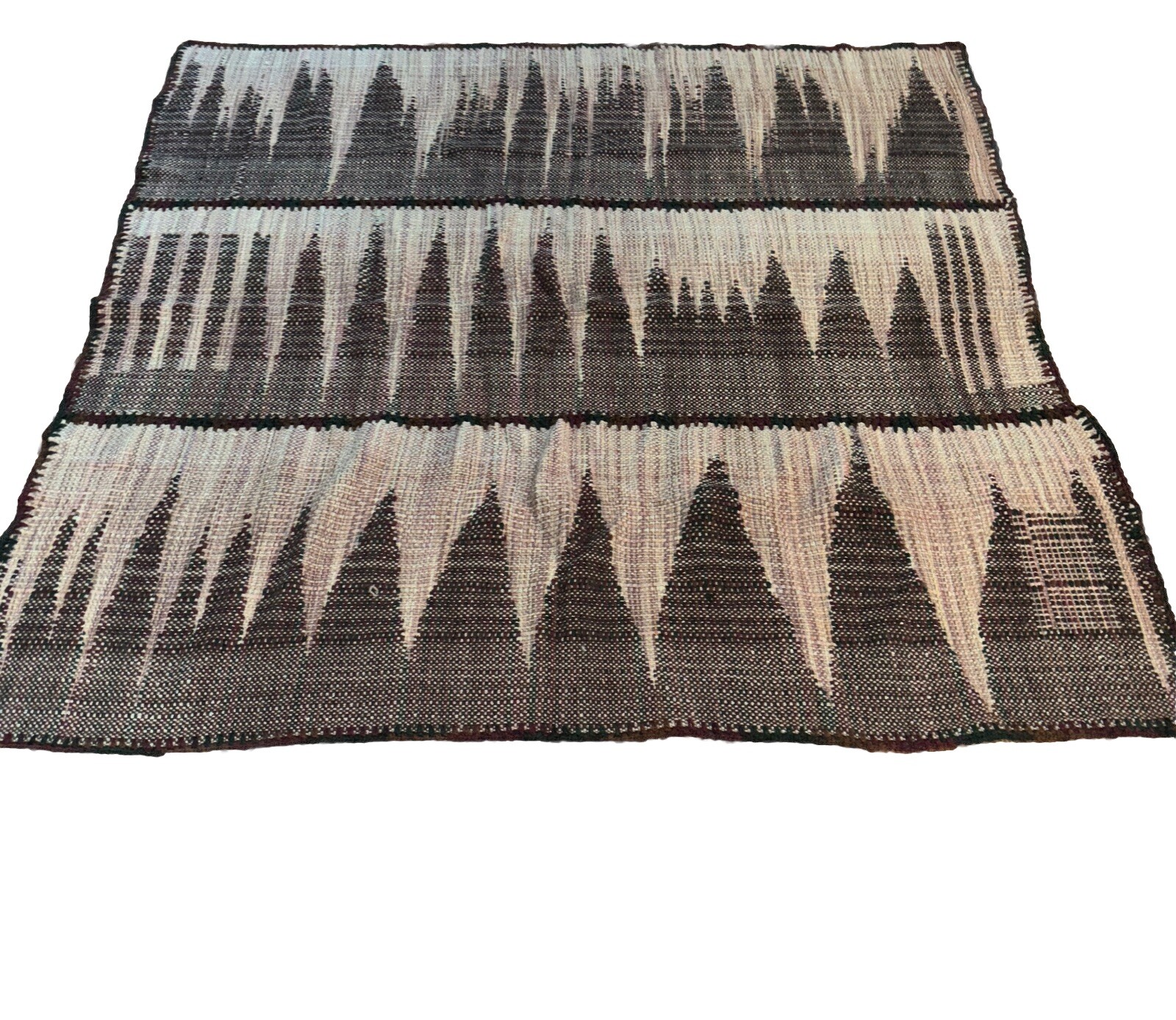 Vintage Hand Woven Loomed Farmhouse Throw 57” X 54”