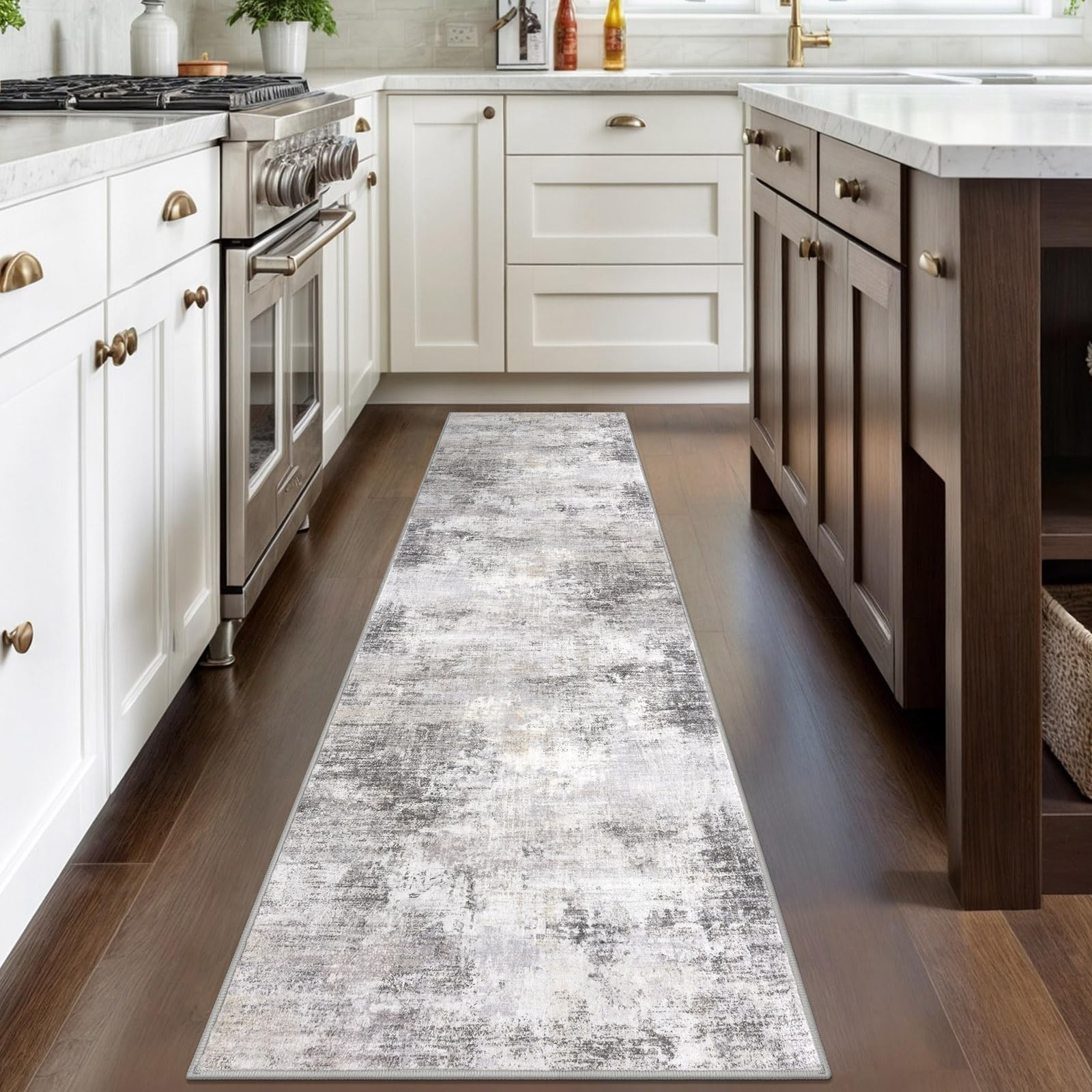 IOHOUZE Abstract Runner Rug 2×8 Ft Washable Runners for Hallways, Non Slip Kitch