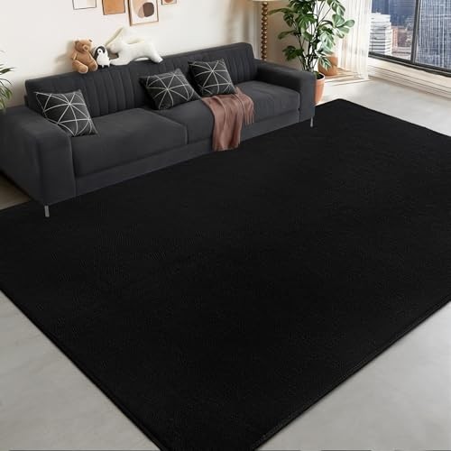 Large Area Rugs for Bedroom Living Room – Ultra Soft Rug 5×8 Feet Black