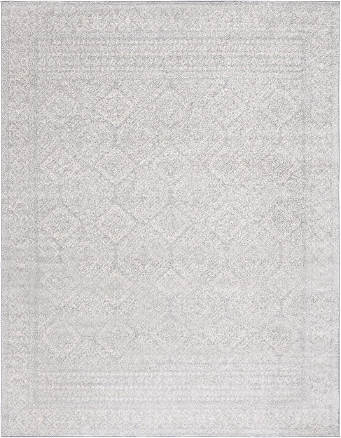Tulum Collection 8×10 Area Rug – Light Grey & Ivory, Boho Distressed Design