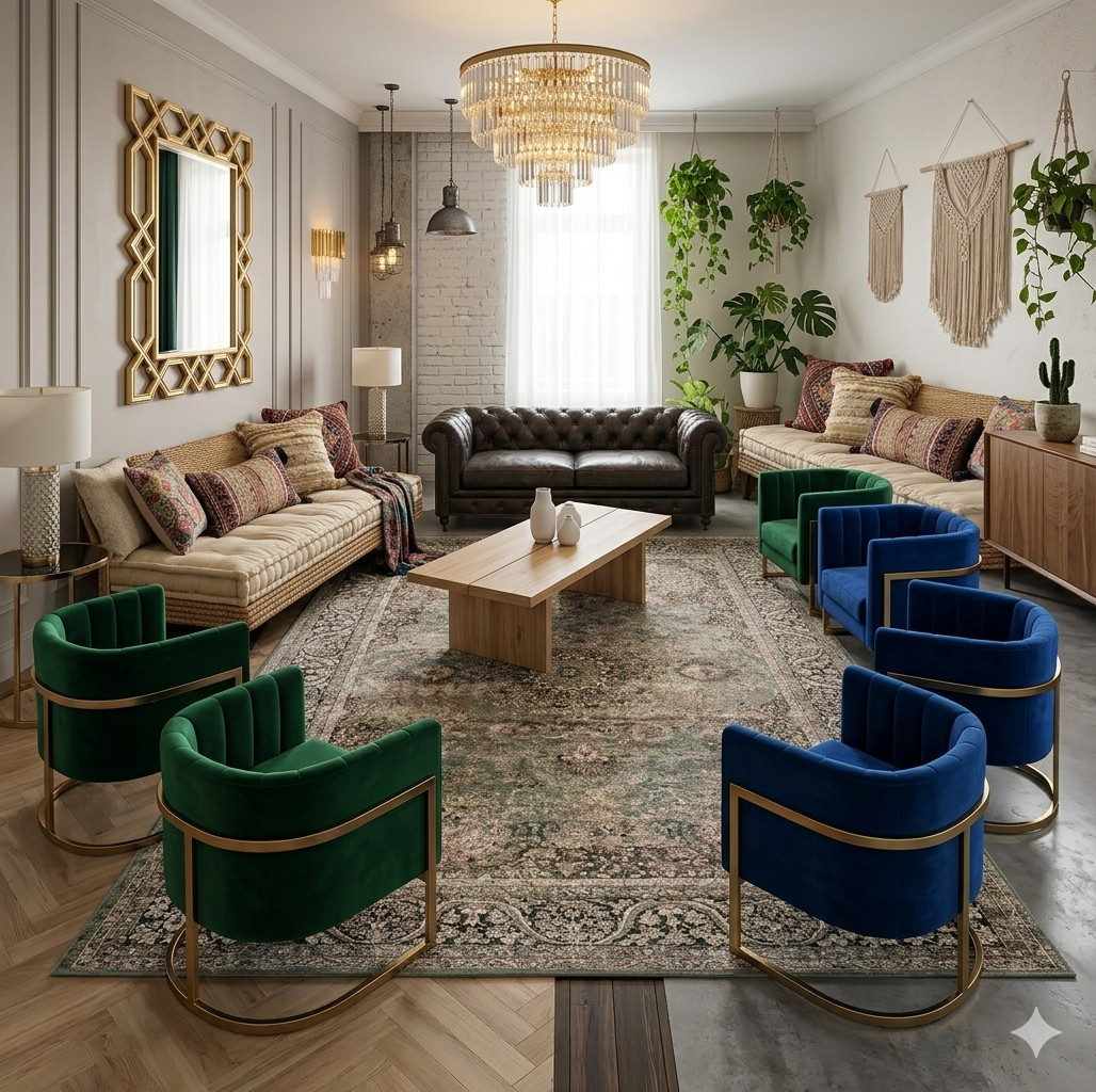 Classic Vintage Medallion Area Rug | Elegant Distressed Carpet for Living Room B