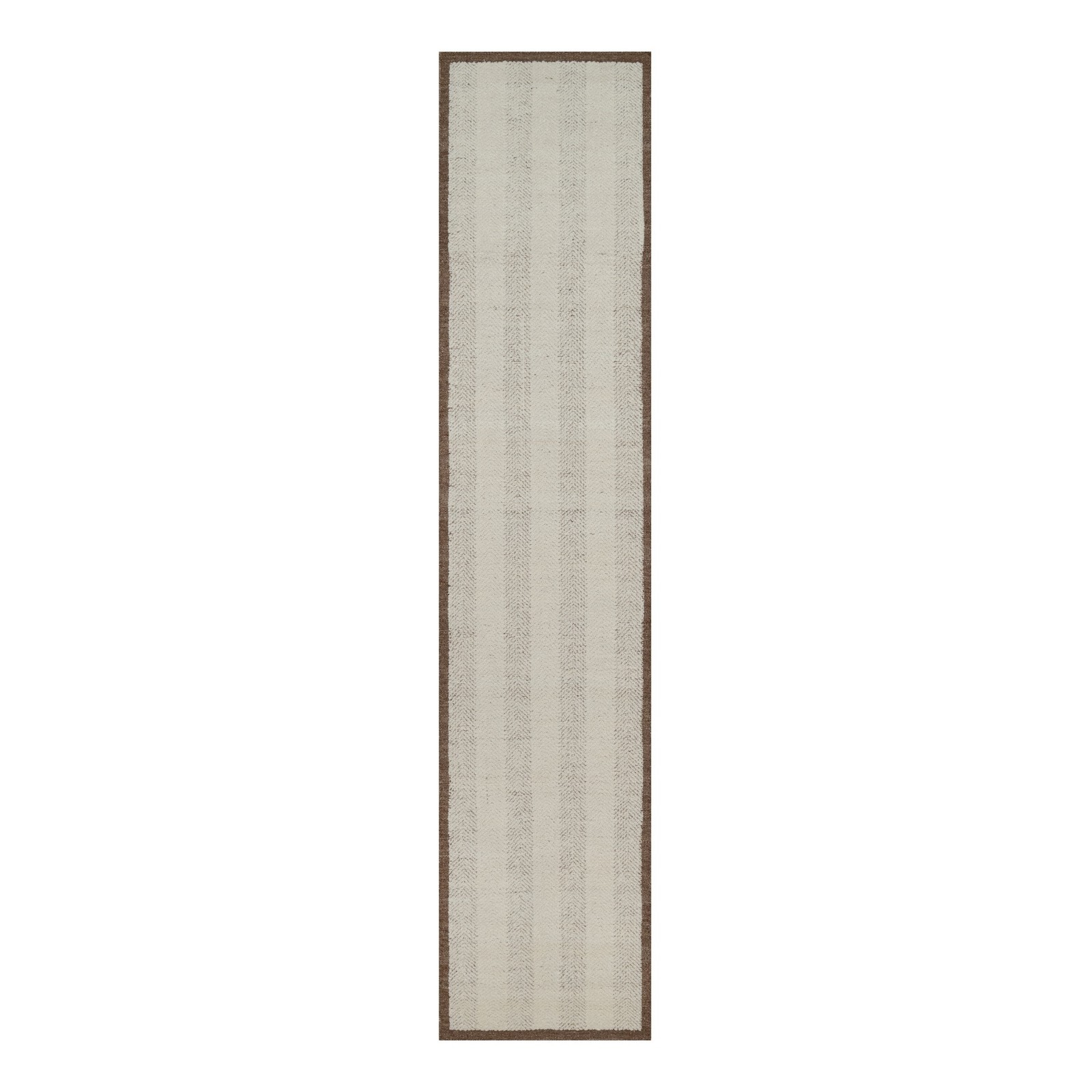2’6″x12′ Ivory Hand Knotted Modern Vertical Stripes Design Wool Runner Rug 92260