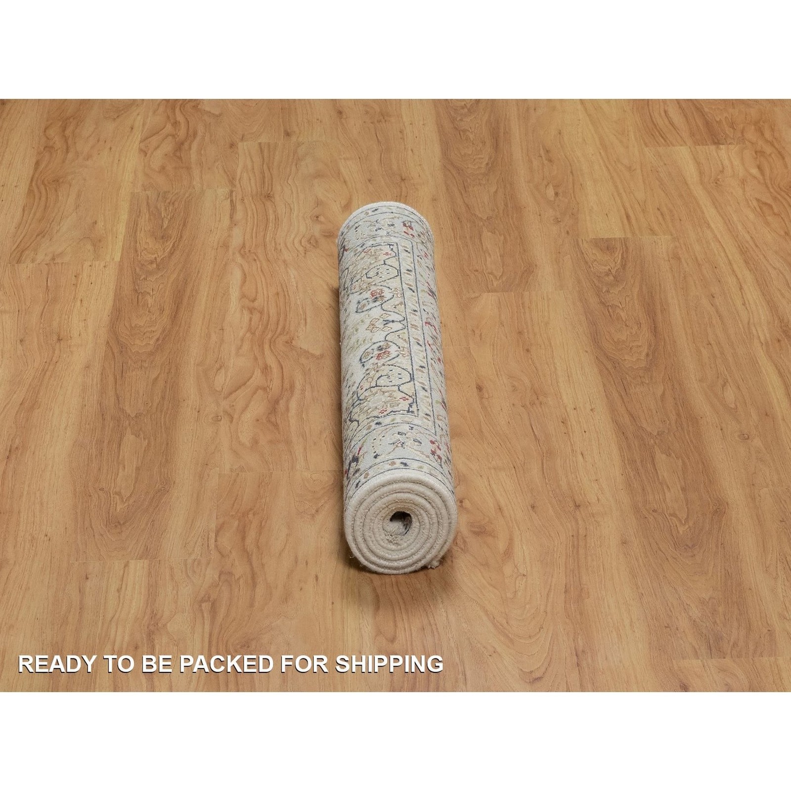 3’x5’1″ Ivory Nain Flower Medallion Design Wool & Silk Hand Knotted Rug 91998