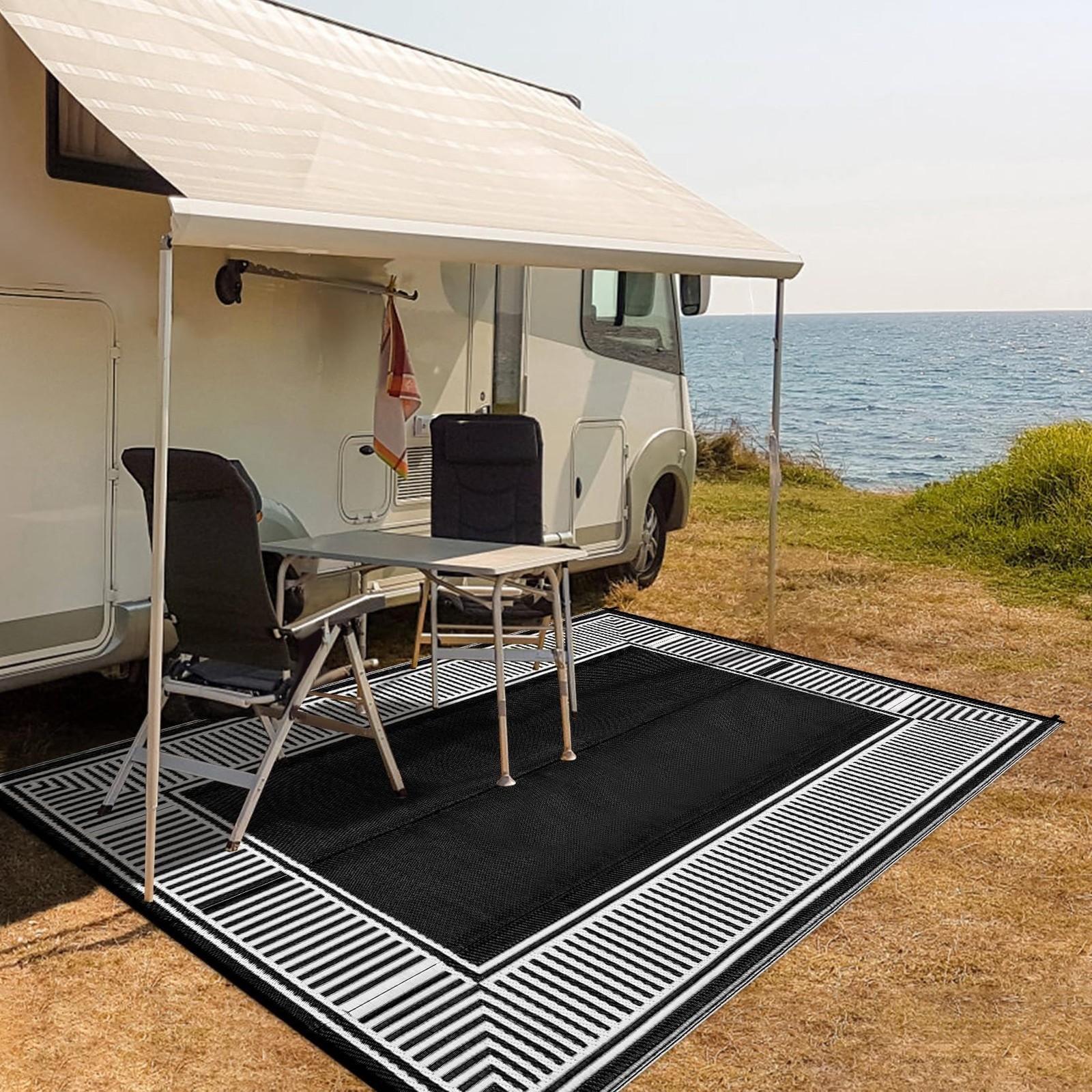 ⚡8×10/9×12/9×18/10×14/10x20FT Waterproof Foldable Patio Rugs for Camper,Beach,RV