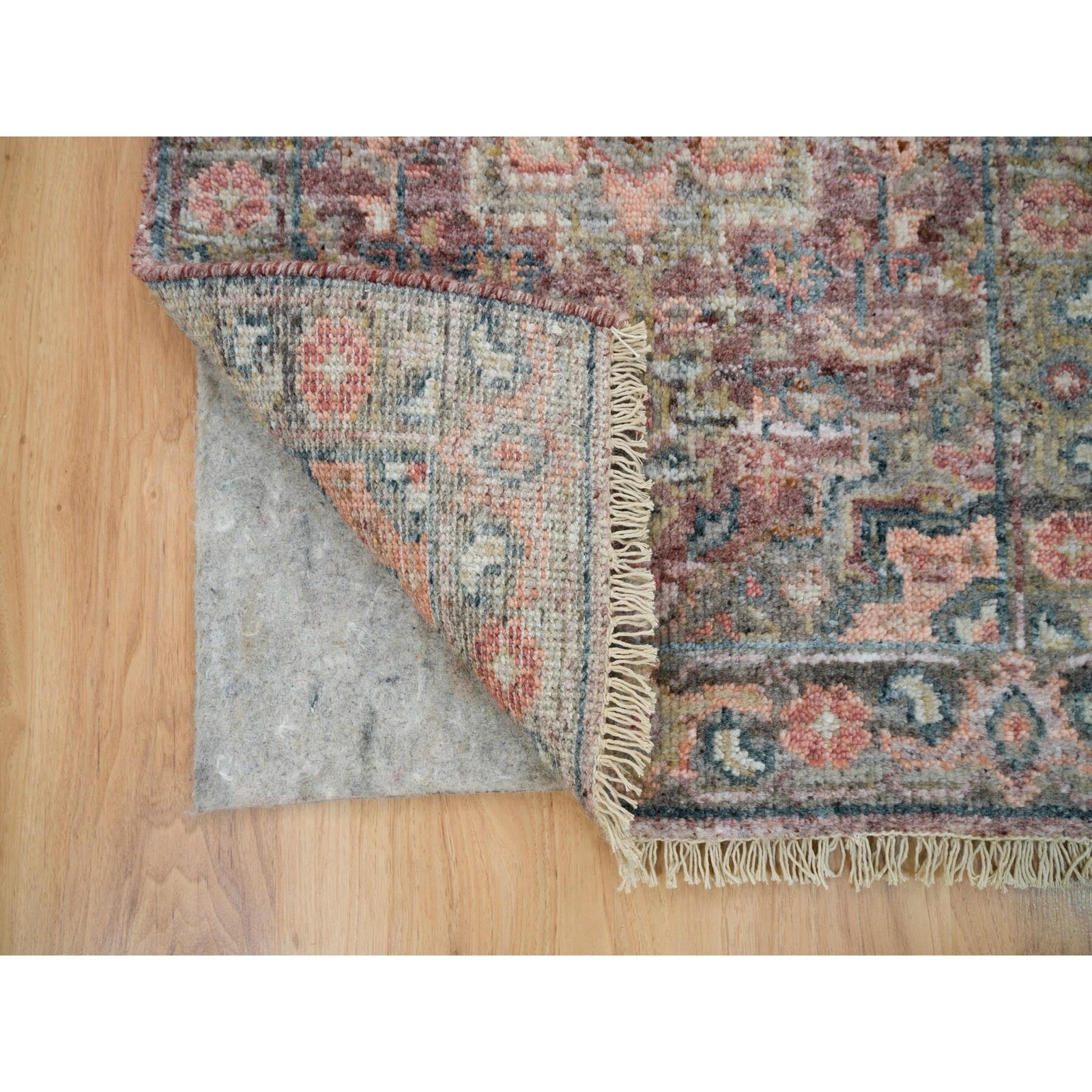 2’x3’1″ Wine Red Organic Wool Heris Revival Hand Knotted Mat Oriental Rug R65853