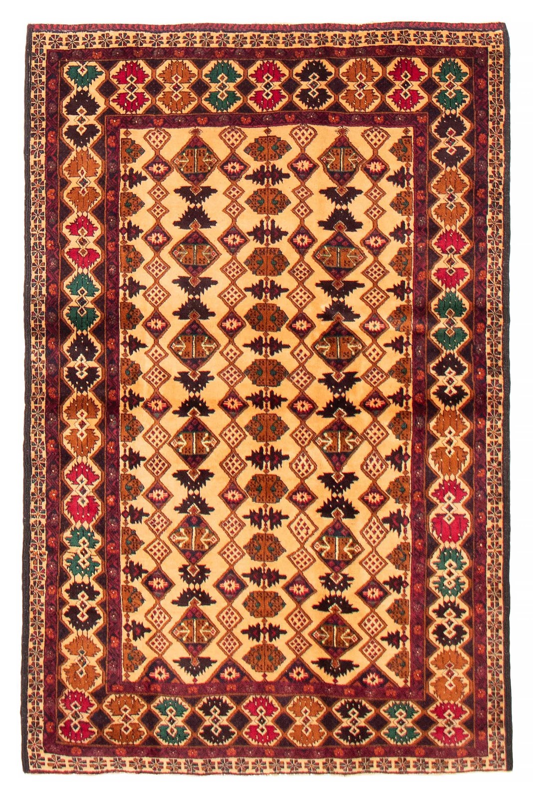 Vintage Hand-Knotted Area Rug 4’1″ x 6’3″ Traditional Oriental Wool Carpet