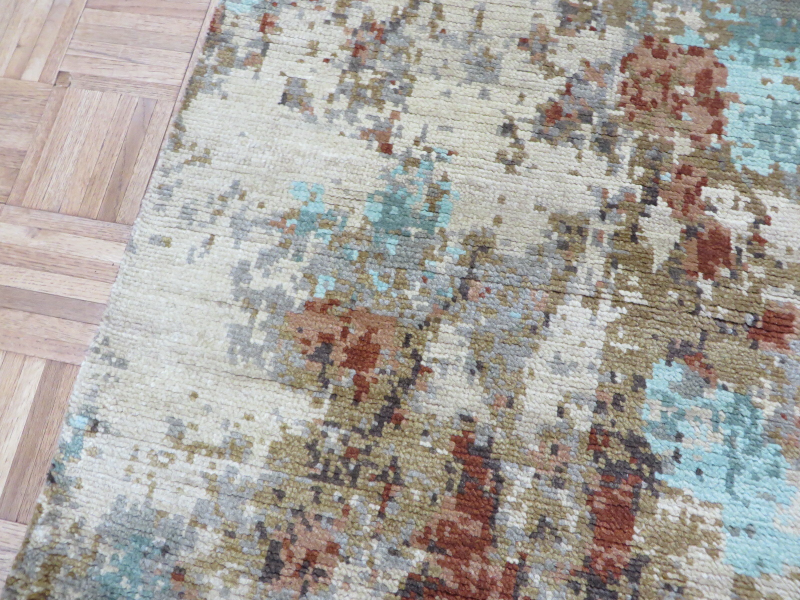 3 x 5 Hand Knotted Multi Colored Modern Abstract Oriental Rug With Silk G9422