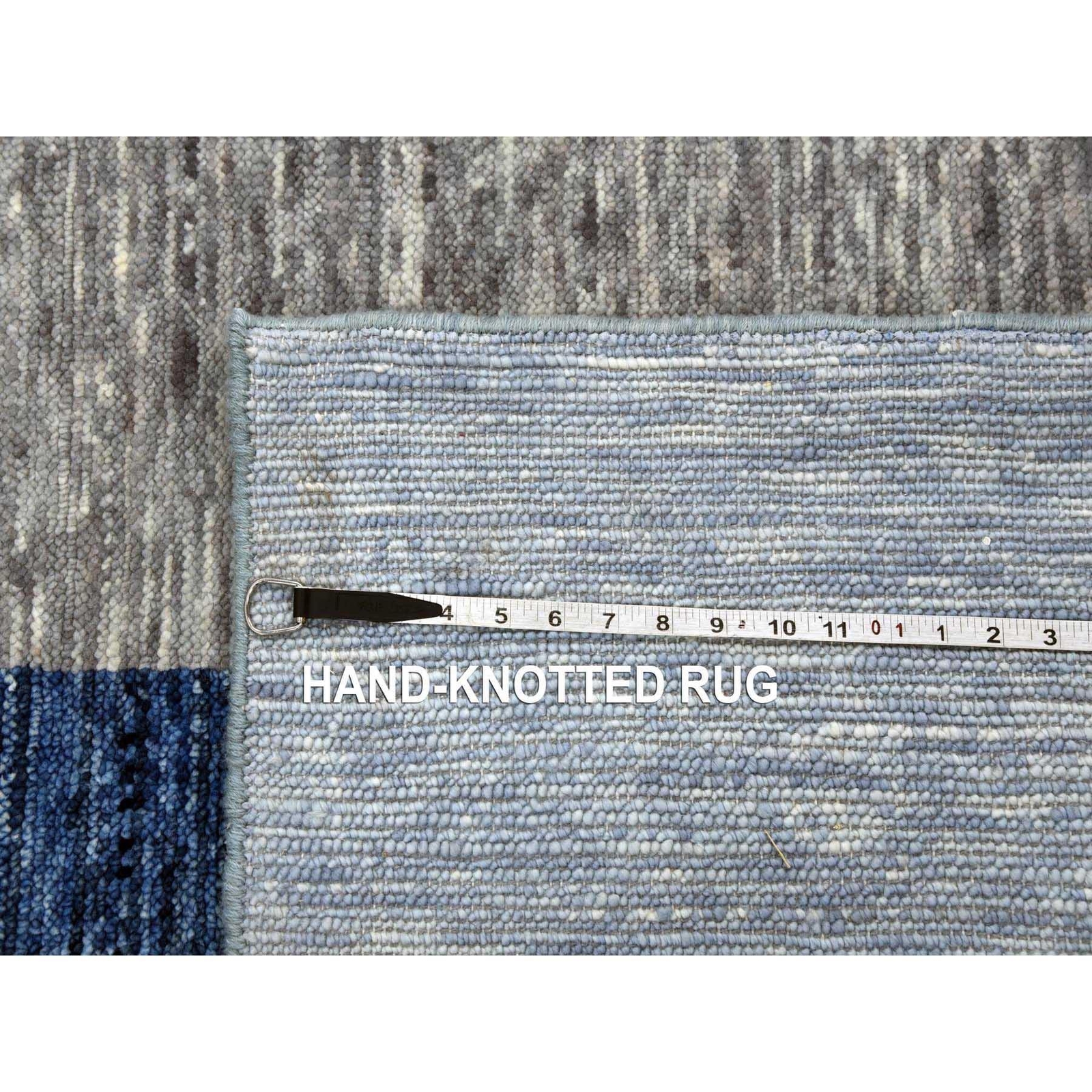 9’2″ x 11’10” Blue Geometric Art Nouveau Collection Wool Hand Knotted Rug R79295