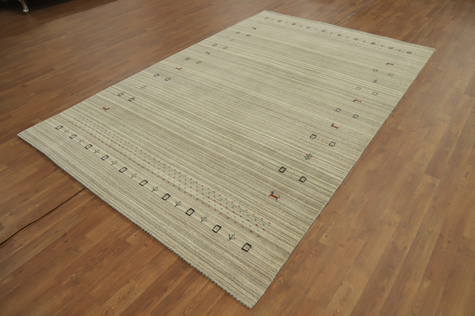 Earth-tone Color Artisan-crafted Gabbeh Rug Wool Handmade Carpet 6×9 ft