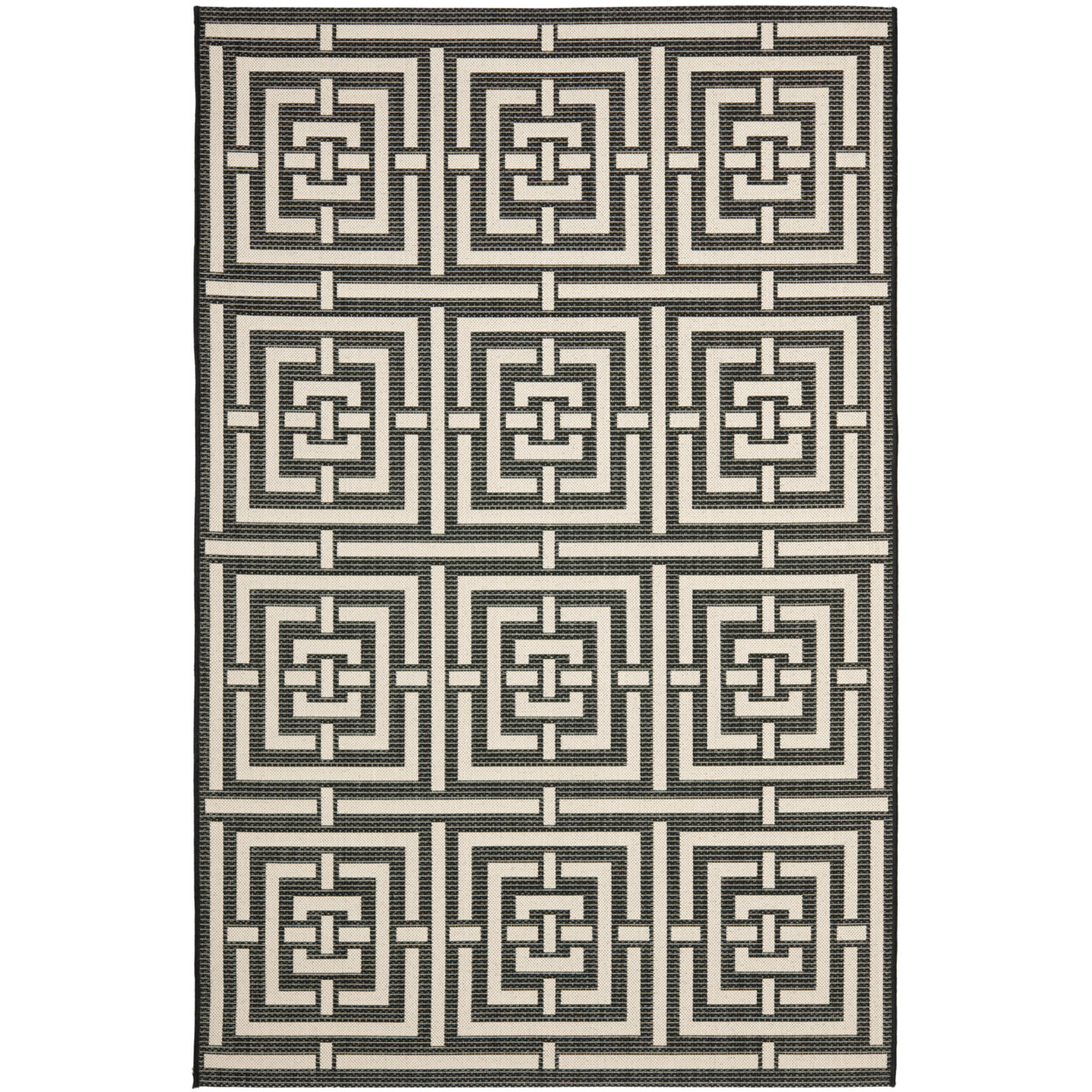 SAFAVIEH Indoor Outdoor CY6937-26 Courtyard Black / Bone Rug