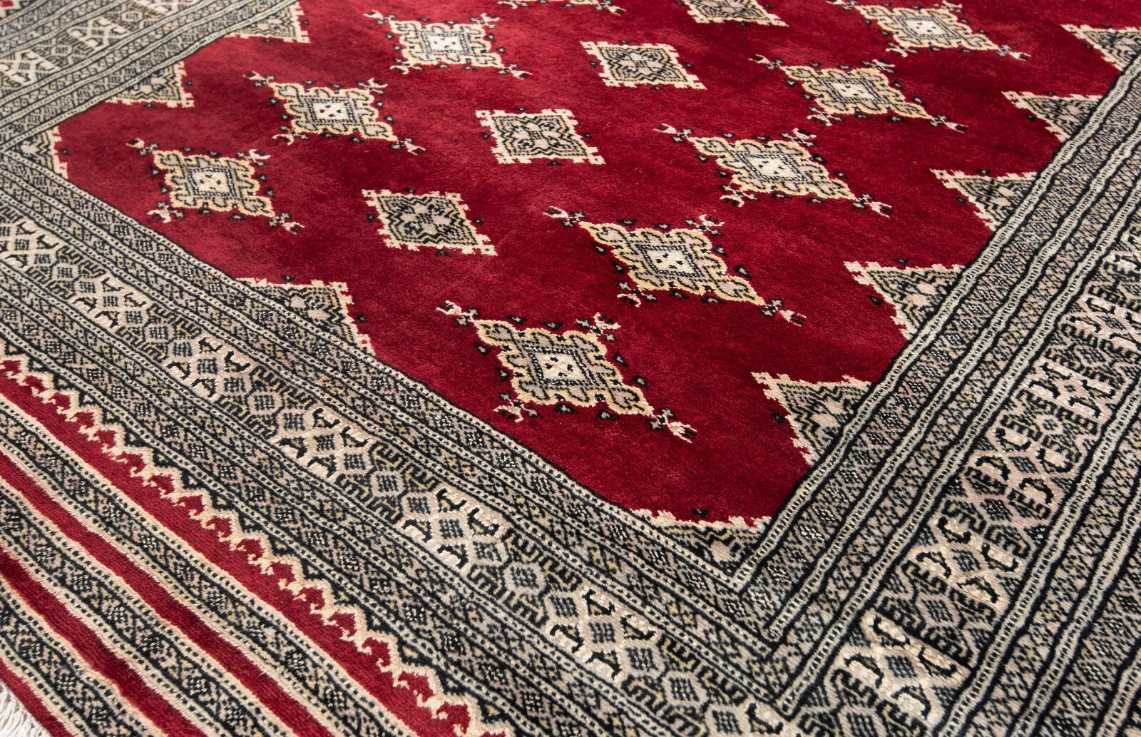 Pakistan Bokhara 75 3/16×53 1/2 in Handwoven Oriental Fine Carpet Rug Red