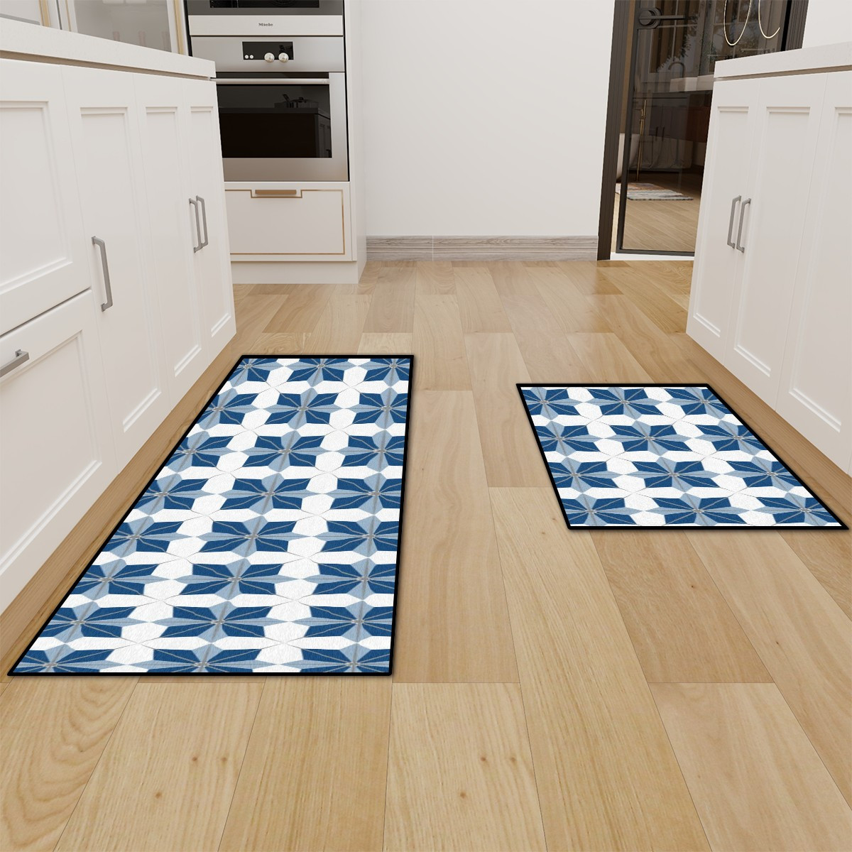 Set Kitchen Area Rug Vivid Color Printed Kitchen Rug Machine Washable Non-Slip