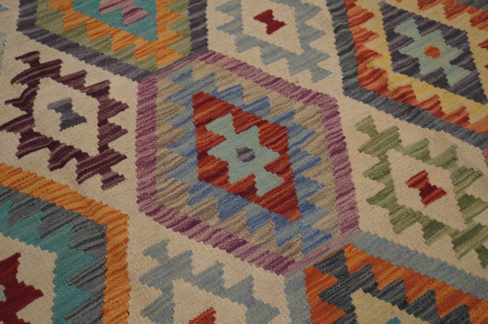 11×13 ft Afghan Kilim Beige Red Handmade Veg dyes Wool Area Rug 10’7″x12’9″
