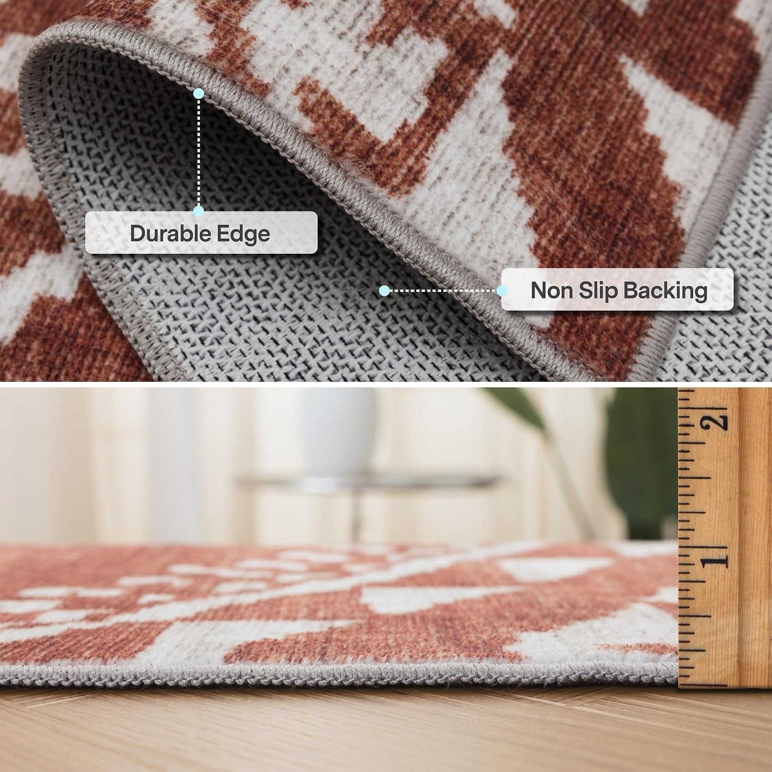 Machine Washable Moroccan Diamond Area Rug – 2′ x 3′ – Stain Resistant for Homes
