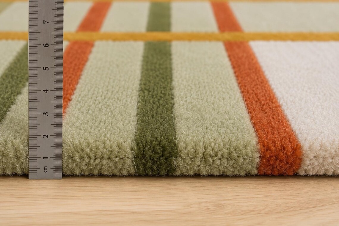 Hand Tufted Geometric Wool Rug: Modern Abstract Scandinavian Designer Carpet