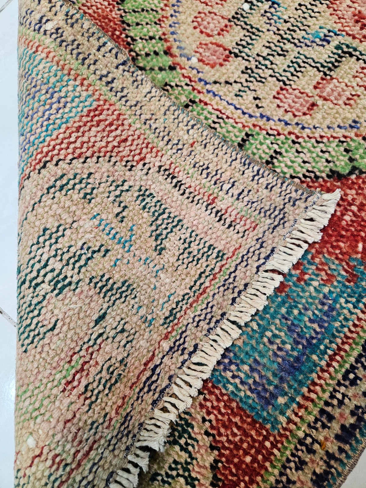 Red Turkish Wool Rug, Handwoven Vintage Decor (1.8 x 3.6 ft)