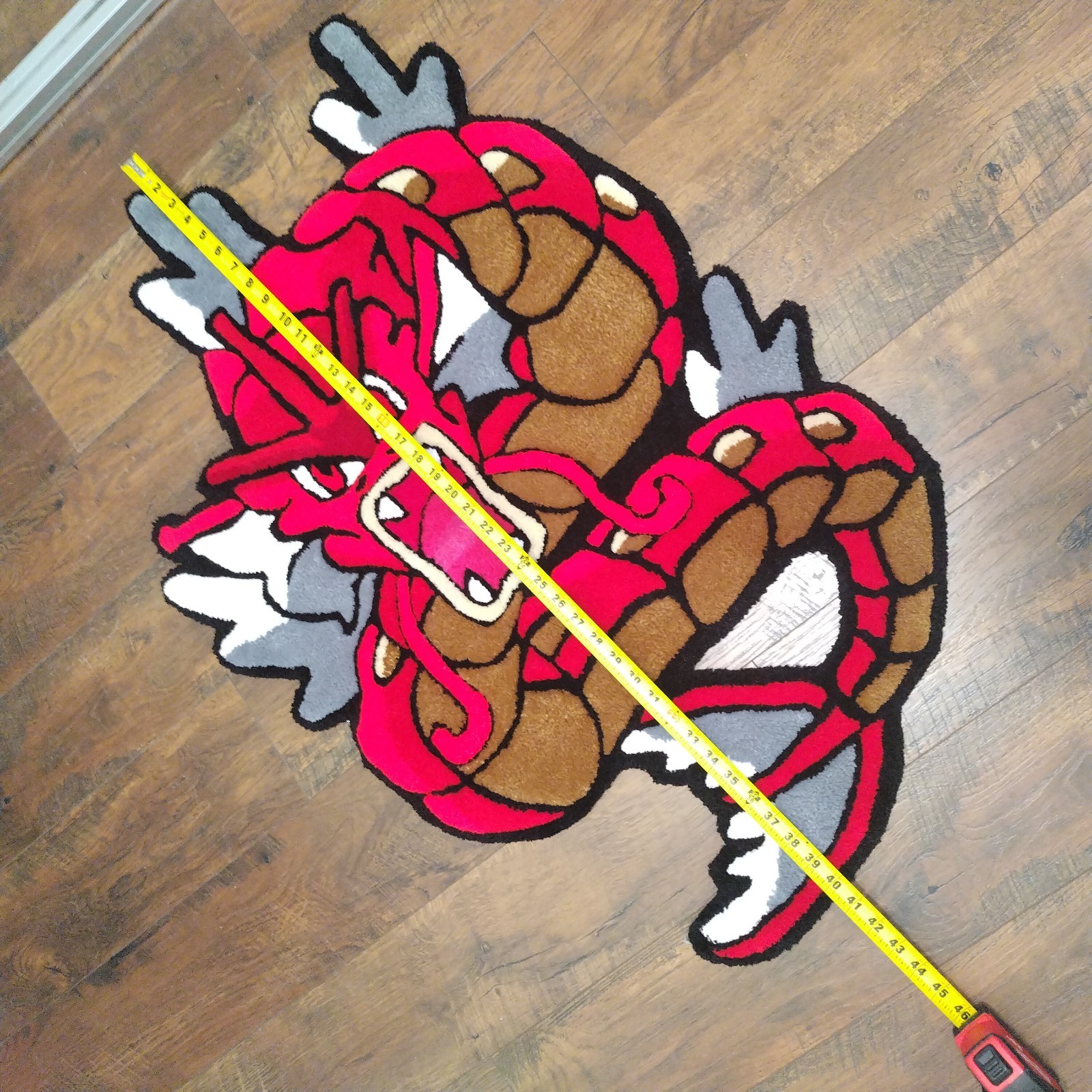 Handmade Custom Rug Gyarados Pokemon Shiny Red Anime Cartoon Dragon Water