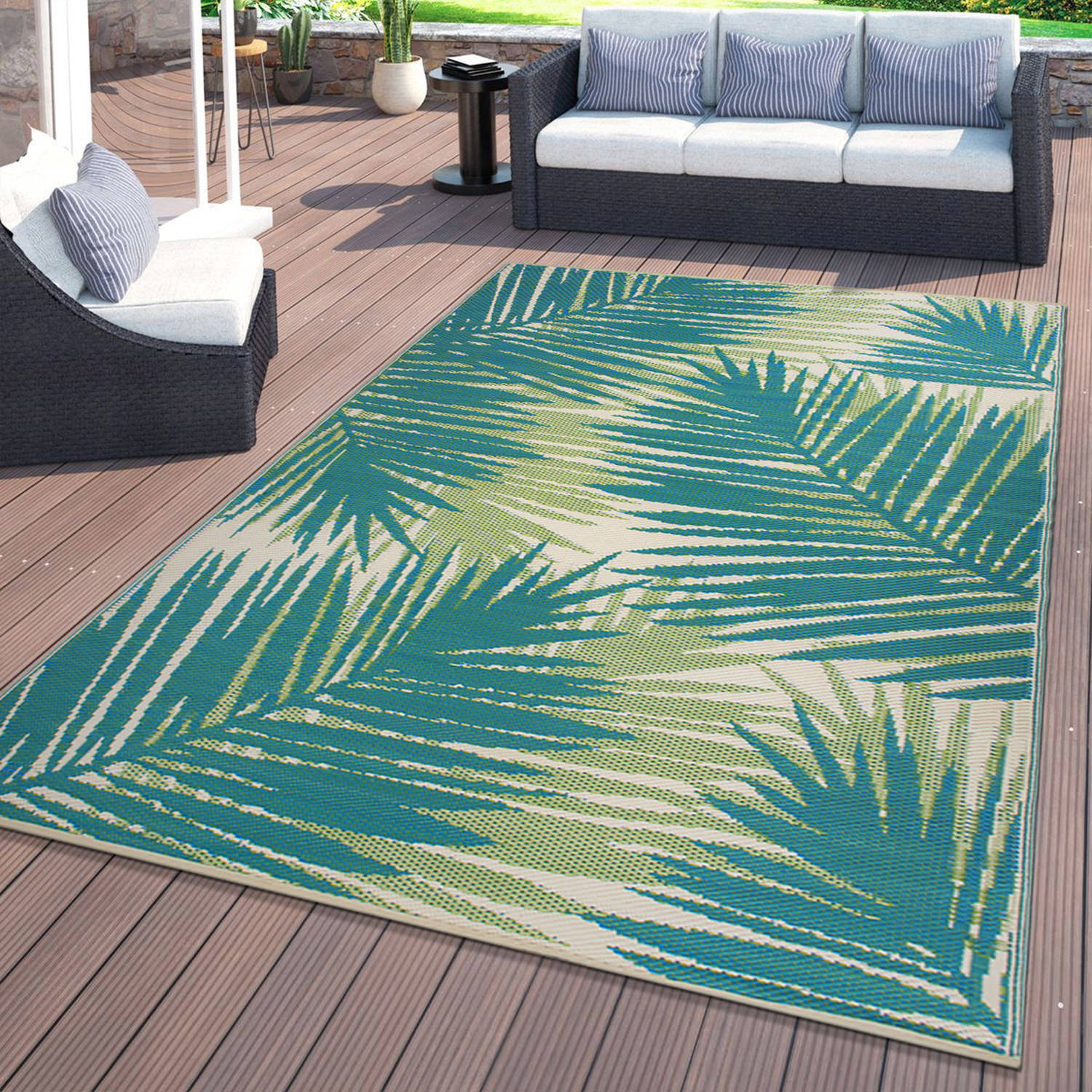 Rugshop Outdoor Rugs Tropical Floral Reversible Plastic Indoor and Outdoor Rugs