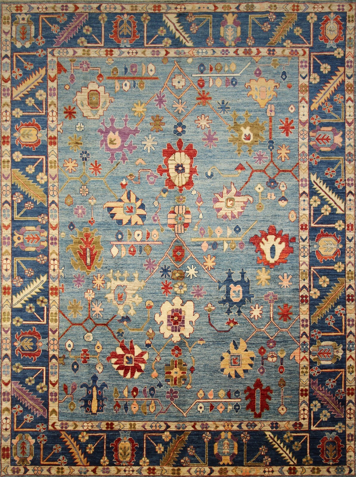 10×14 Blue Turkish Oushak Hand Knotted Wool Transitional Area Rug 10′ x 13’5″