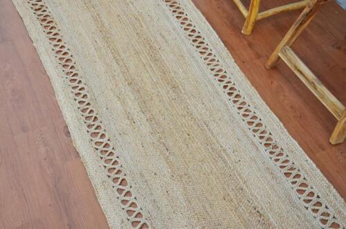 Rug 100% Natural Braided Jute runner modern living Area carpet Modern Rug,Beige