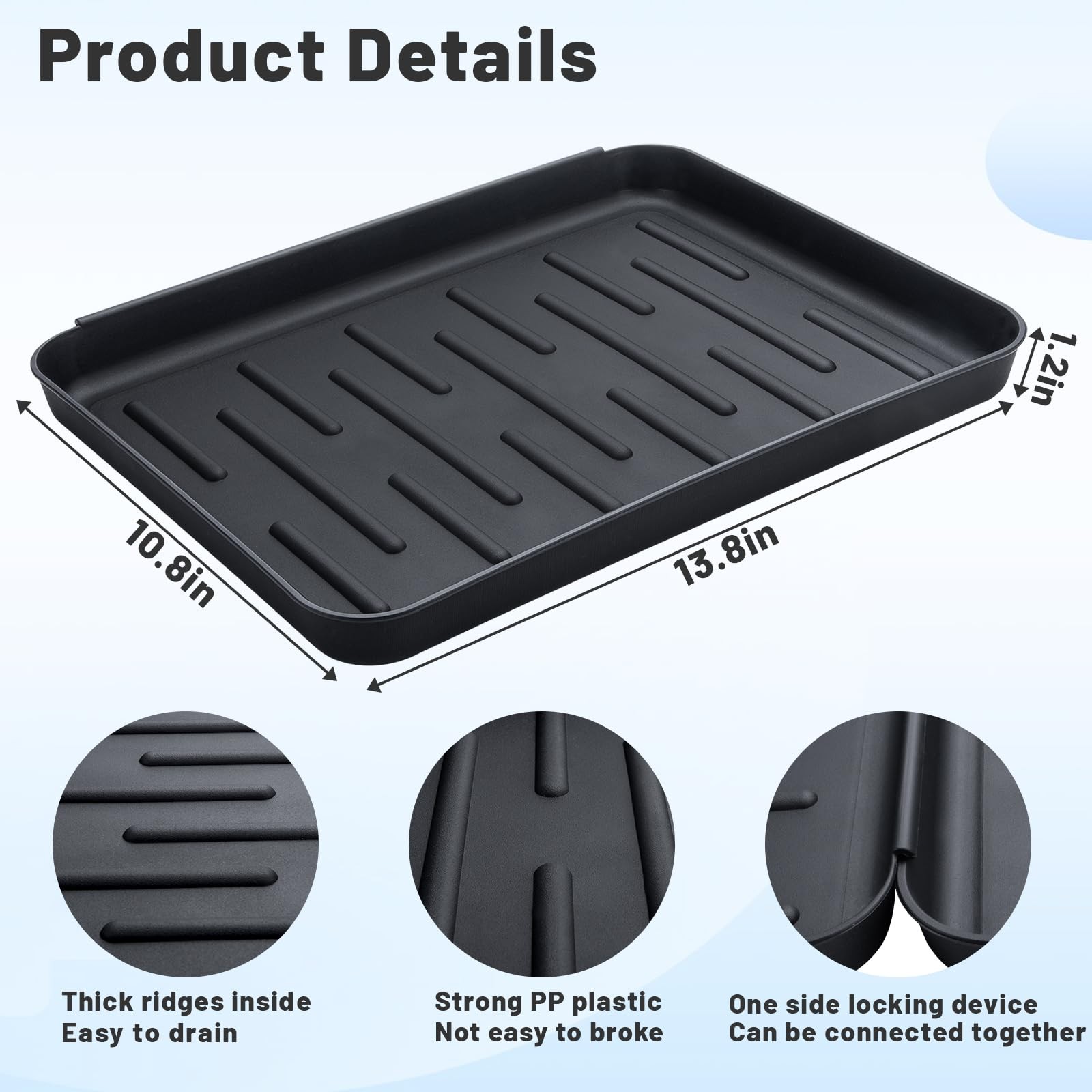 4 PCS Boot Tray Indoor Plastic Shoe Mat Raised Edge Waterproof Black