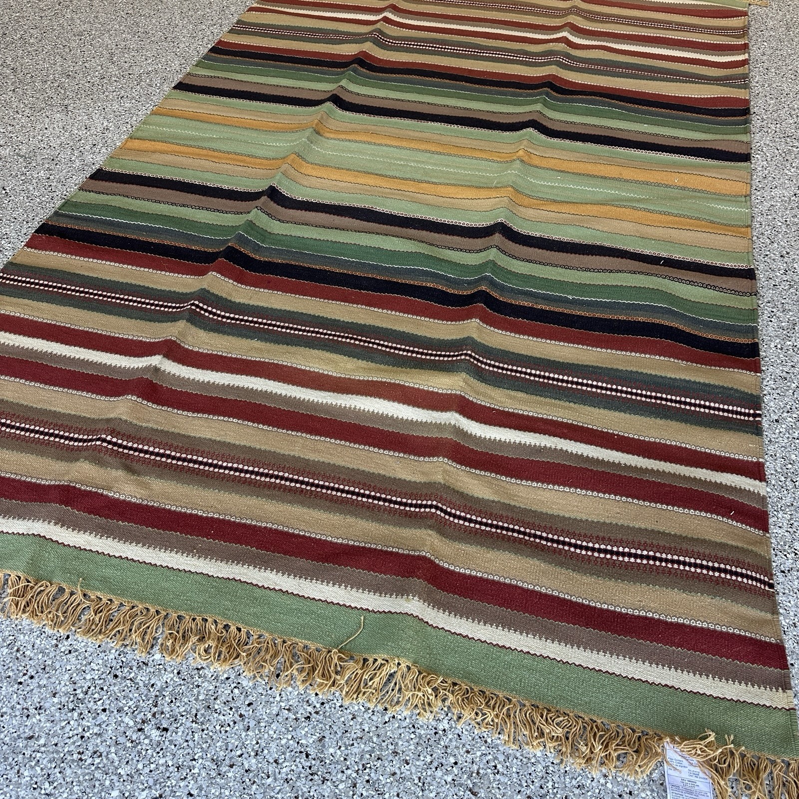 Pier One 5×8 Rug Southwestern Striped Colorful Red Tan Green Black NEW w/o Tag