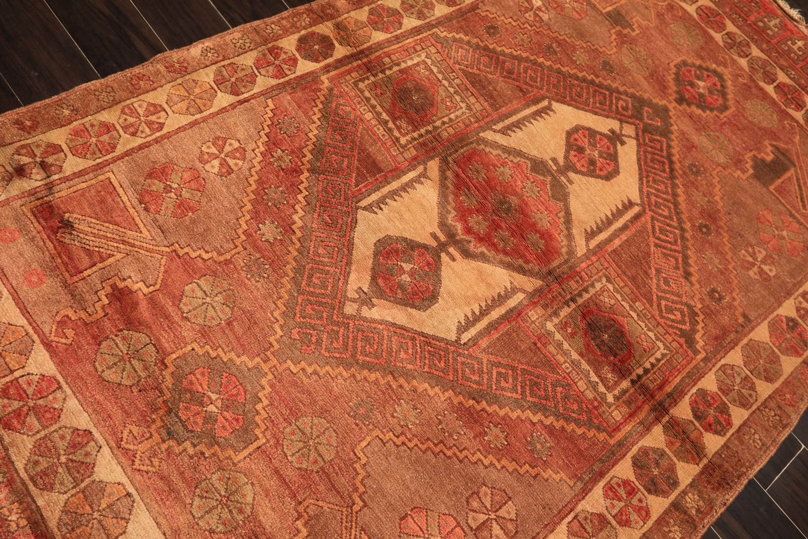 4’4”x8 Hand Knotted Wool Rust Antique Turkish Oushak Medallion Silky Sheen Rug