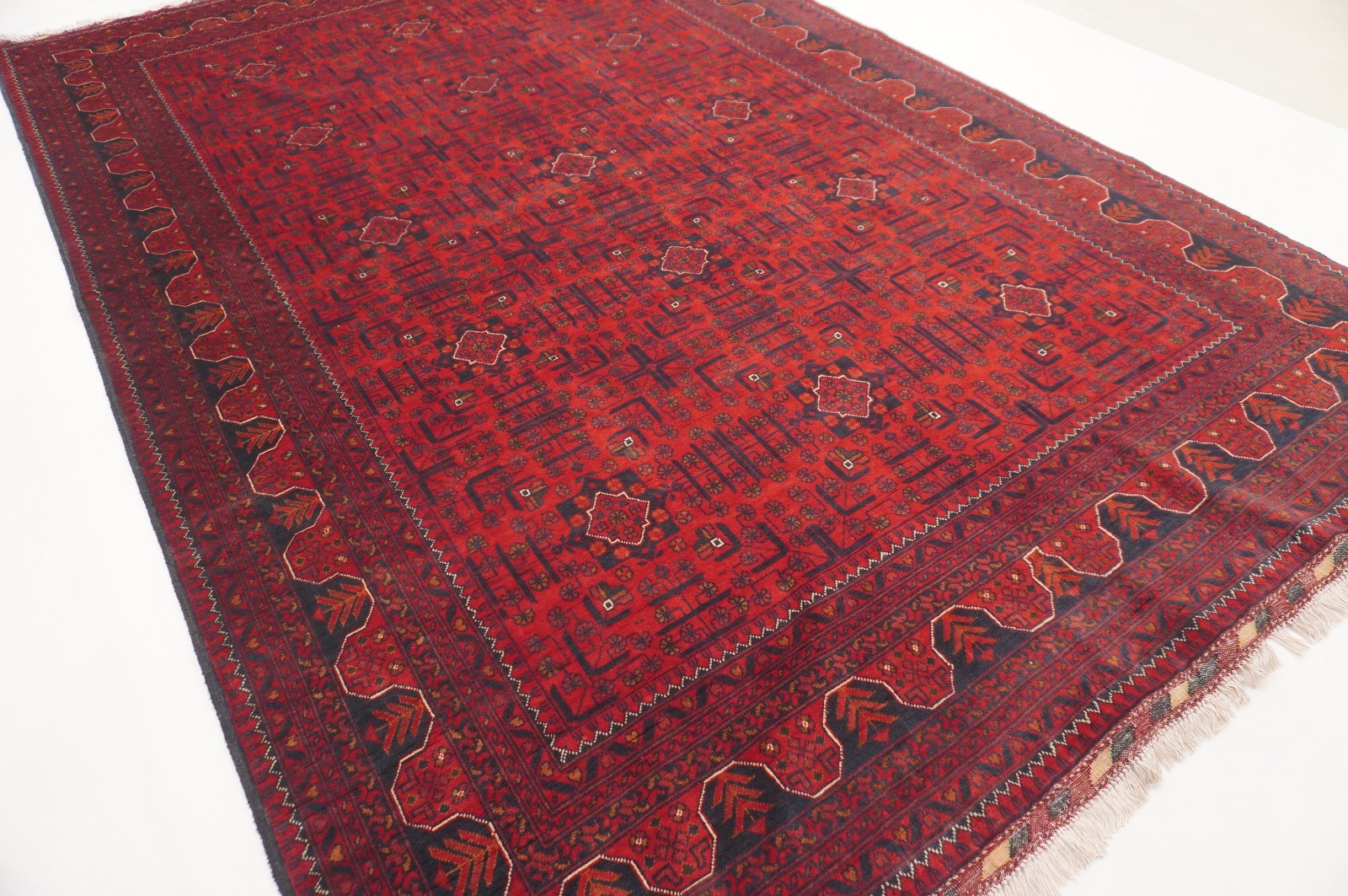 7×10 ft Red Khal Mohammadi Afghan Hand Knotted Wool Area Rug 6’7″x9’7″