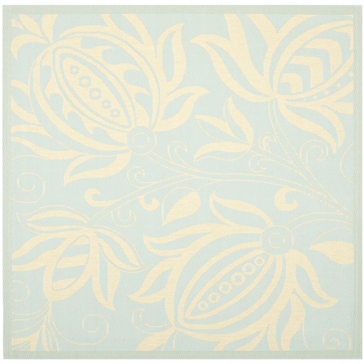 SAFAVIEH Indoor Outdoor CY6109-25 Courtyard Aqua / Cream Rug
