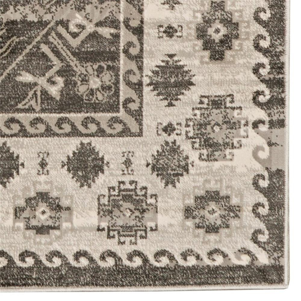 Linon Vintage Buharra Power Loomed Microfiber Polyester 5’x7’6″ Rug in Gray