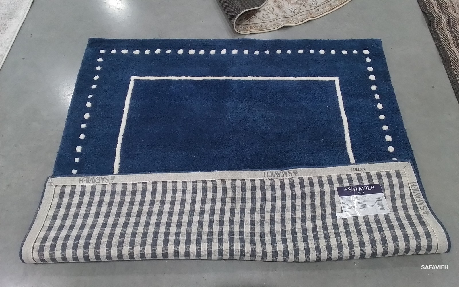 NAVY BLUE / IVORY 5′-0″ x 5′-0″ Flaw in Rug Reduced Price 1172803217 BEL151G-5SQ