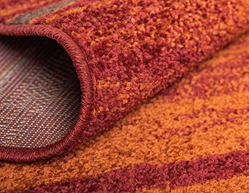Modern Abstract Area Rug 5×8 ft – Autumn Casual Design, Terracotta/Burgundy Bord