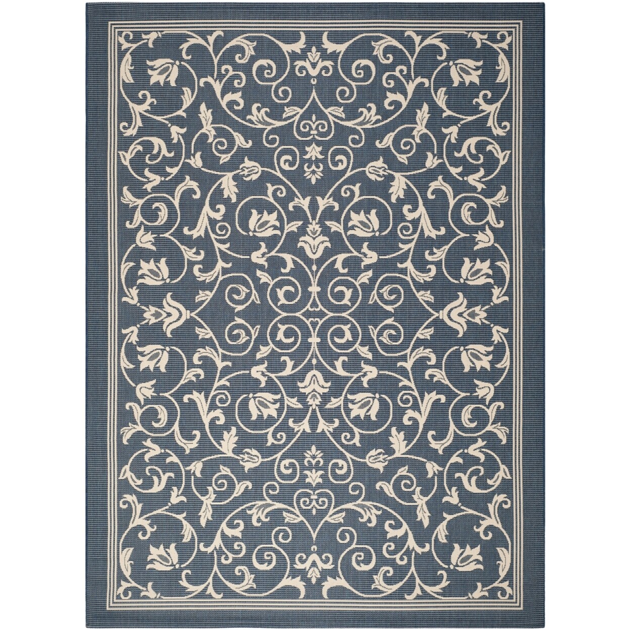 SAFAVIEH Indoor Outdoor CY2098-268 Courtyard Navy / Beige Rug