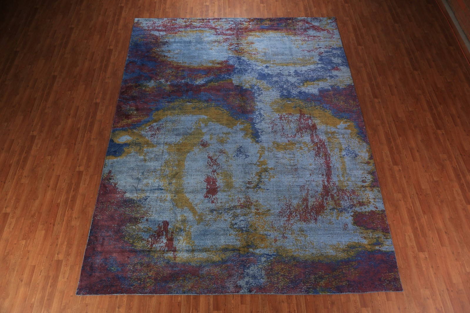 Artistic Abstract Indian Area Rug 10×13 Wool Hand-knotted Contemporary Carpet