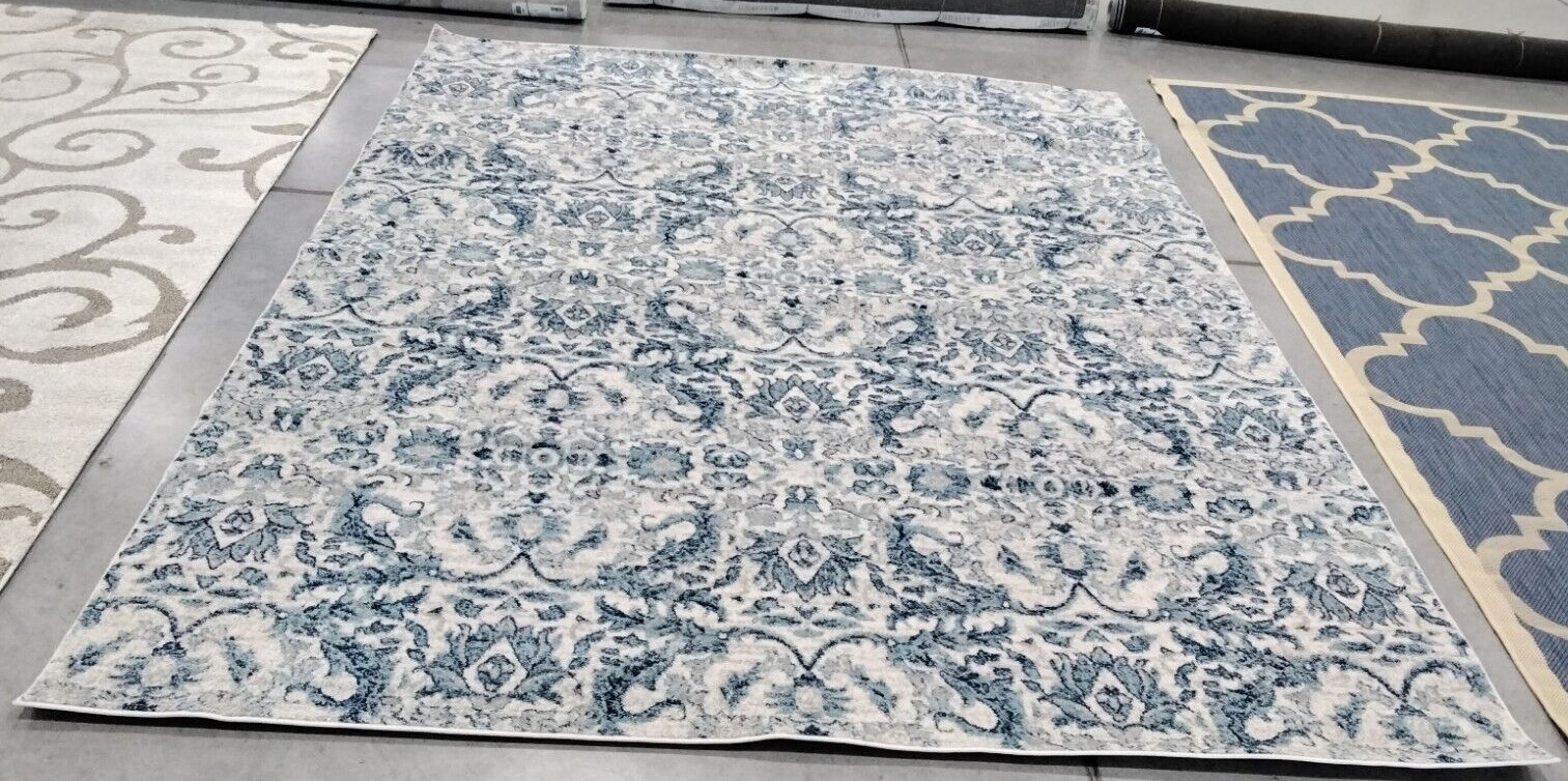 IVORY / BLUE 8′ X 10′ Back Stain Rug, Reduced Price 1172736354 EVK238C-8