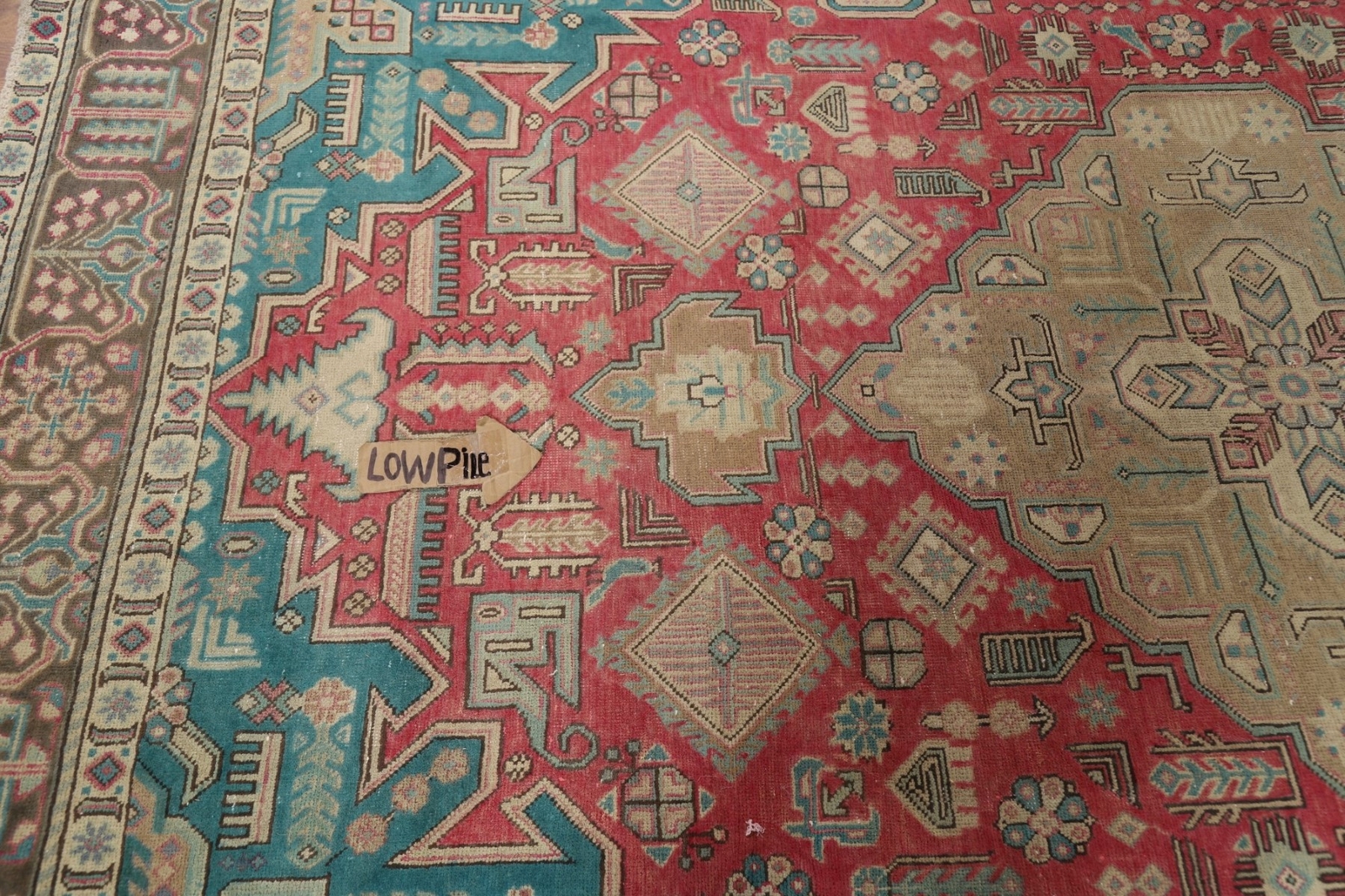 Pink Wool Geometric Tebriz Traditional Handmade Living Room Area Rug 7×10 Carpet
