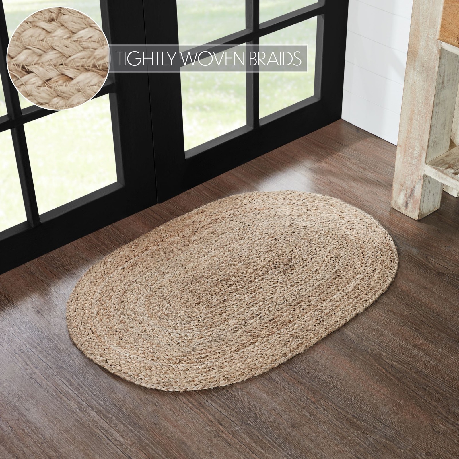 Natural Jute Rug Oval 24×36 VHC Brands