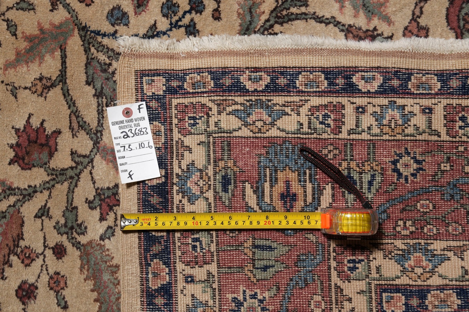 7.5 x 10.6 Turkish Tabriiz Rug | Ivory & Rust Medallion | Hand-Knotted Wool