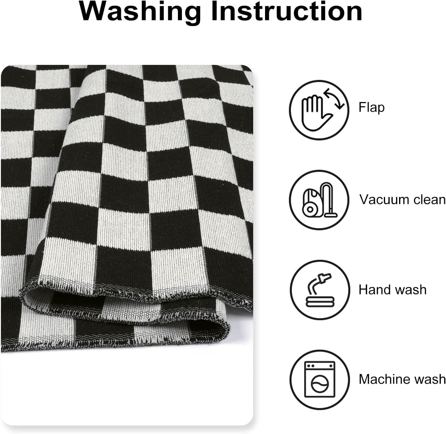 Checkered Rug, 5×8 Ft Black and White Rug, Retro Moroccan Checkerboard Rugs, …