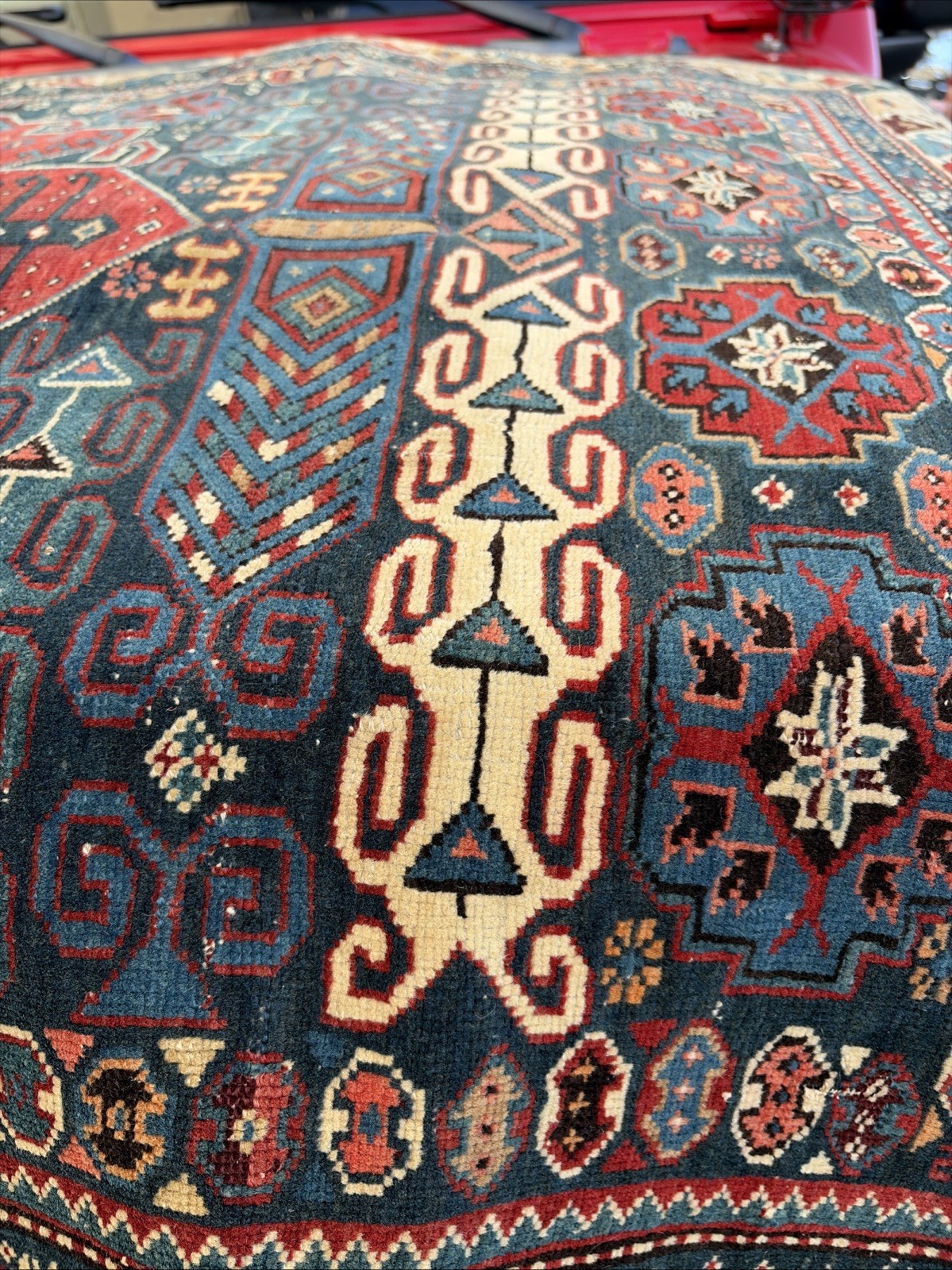 Auth: 19th C Antique Kuba Caucasian Rug Christian Weavers Collector Pc 4×5