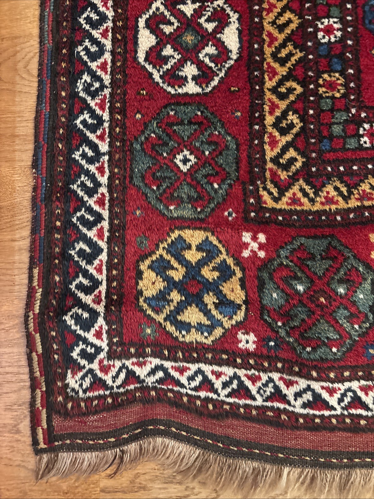 Semi-Antique Kurdish Hand-knotted Area Rug Wool Oriental Carpet 4×7 ft Scarlet