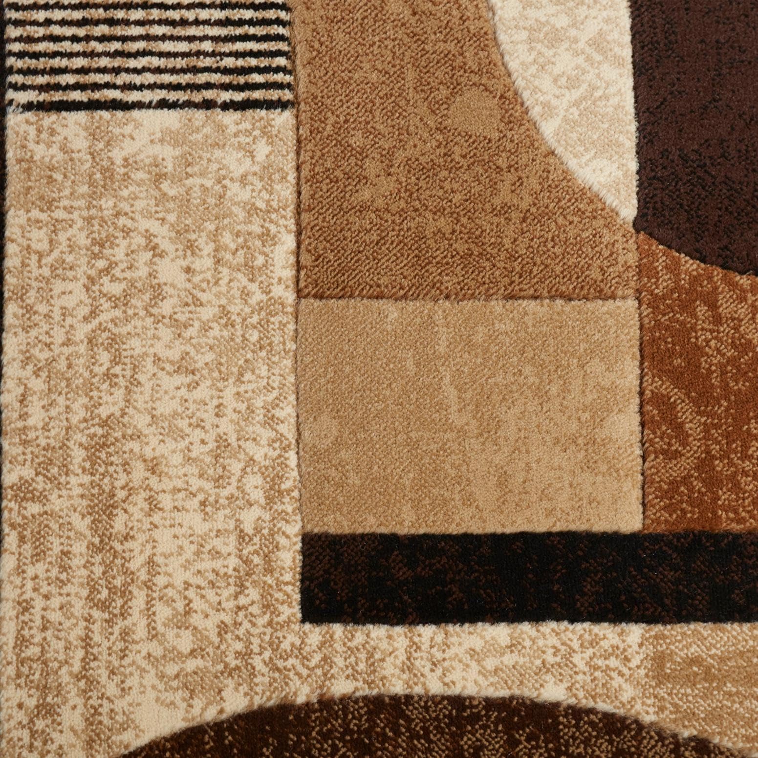 Tribeca Jasmine Modern Runner Rug, Abstract Brown/Beige 1’9″x7’2″