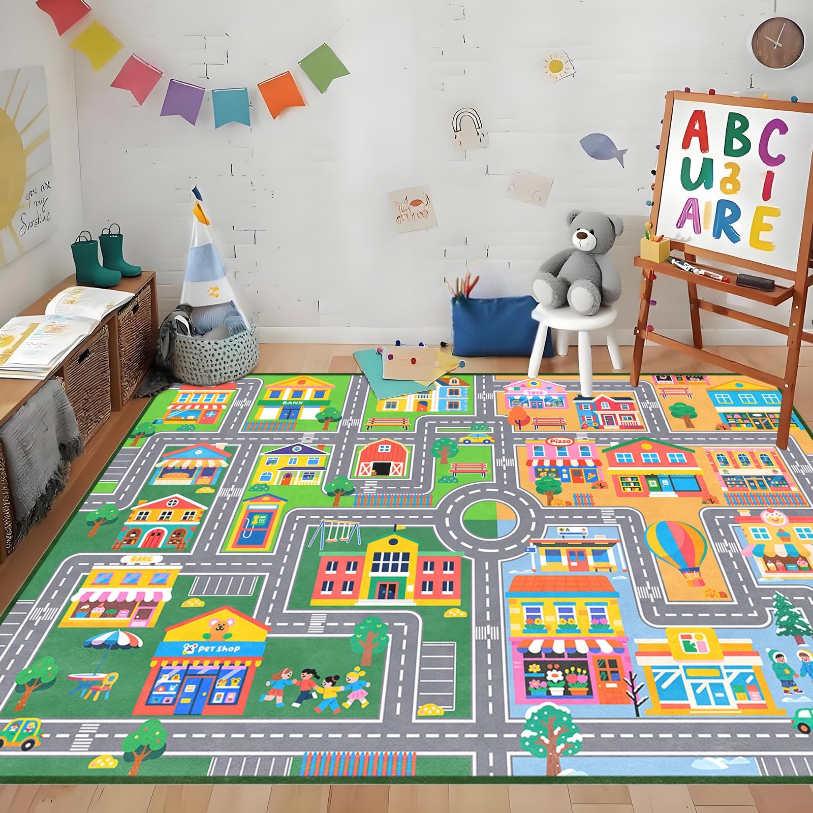 Car Play Rug City Life Traffic Road Kids Rug, Educational Road Carpet Kids Pl…