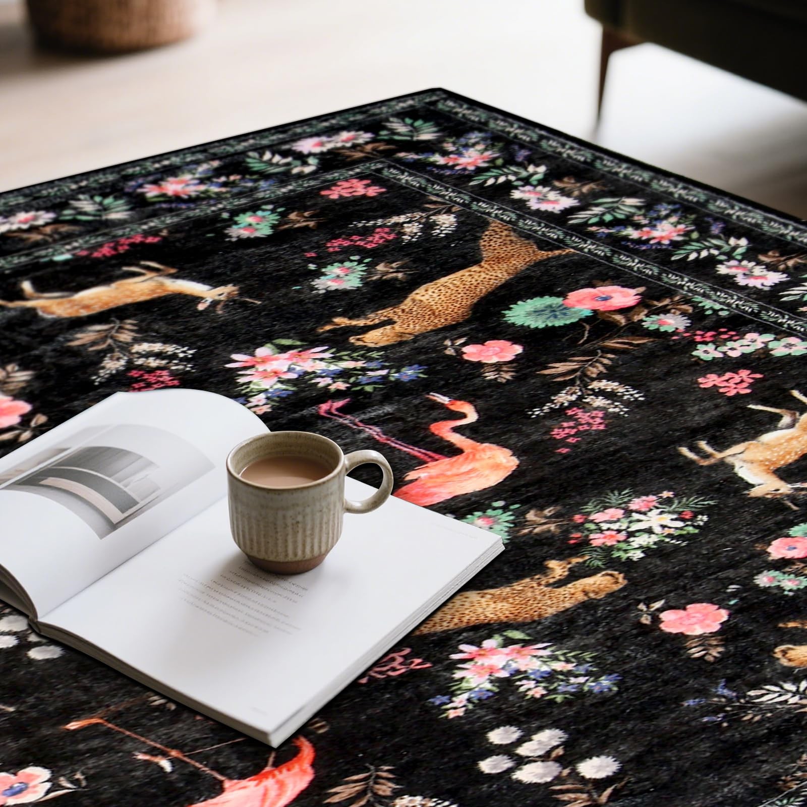 2×3 Entrance Rug, Washable Boho Animal Floral Stain Resistant and Non Slip Ru…
